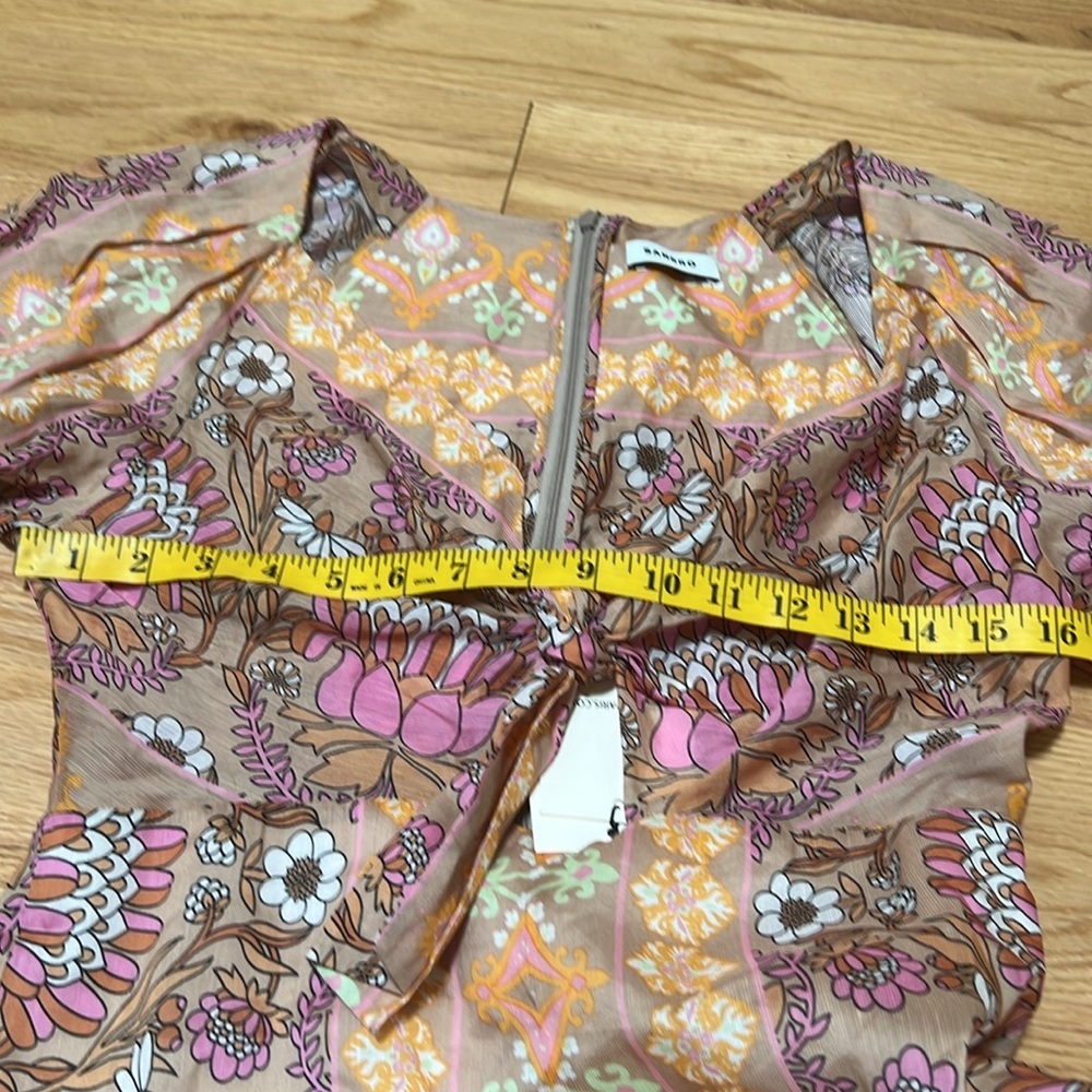 New! Sandro SZ 38/2 women’s naturels Dieppr floral print linen blend jumpsuit. - Picture 7 of 15